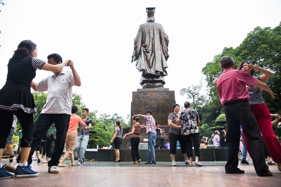 Dancing to the Vengaboys in Lý Thái Tổ plaza Hanoi Vietnam